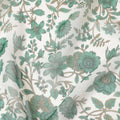Off white silk wrinkle chiffon fabric with forest green and olive green print in floral design-D8561 Regal Fabrics