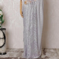 Lavender, silver Premium pure metallic French chantilly lace saree having stone work in floral design-D14891