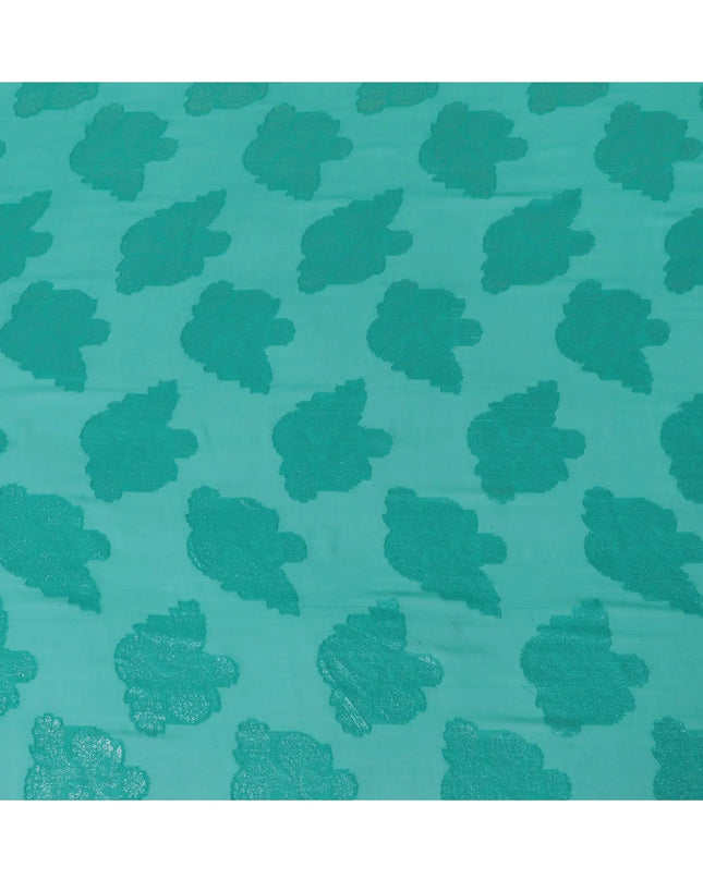 Pine green synthetic chiffon fabric with same tone metallic lurex in floral design-D13805 Regal Fabrics