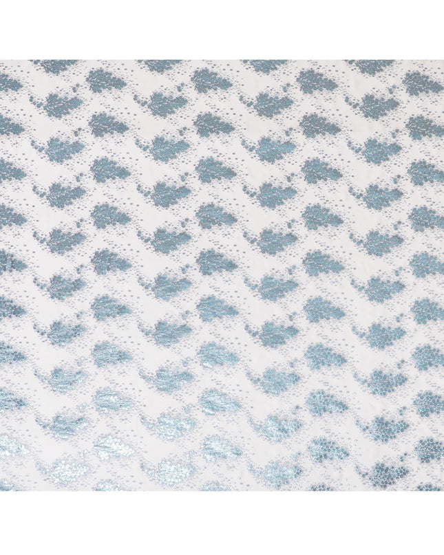 قماش من الشيفون الحريري باللون الرمادي وحيد القرن مع اللوريكس المعدني باللون الأزرق الفاتح والنحاسي بتصميم الأزهار - D8041