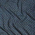 Air force blue organic cotton fabric with navy blue, brown and beige print in fancy design-D13871
