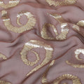 Light brown to brown premium pure silk chiffon fabric with gold metallic lurex in ombre design-D13714