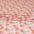 Baby pink premium pure silk crepe fabric with multicolor print in floral design-D9402