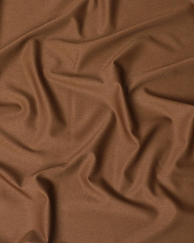 Caramel brown Plain Premium Super 140's wool and cashmere blended suiting fabric-D14696
