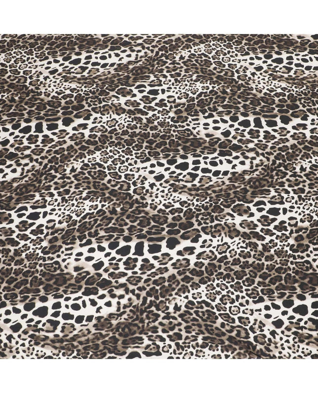 قماش كريب فيسكوز باللون البيج الفاتح مع خردل داكن وطباعة بنية بتصميم جلد الحيوان -D7058