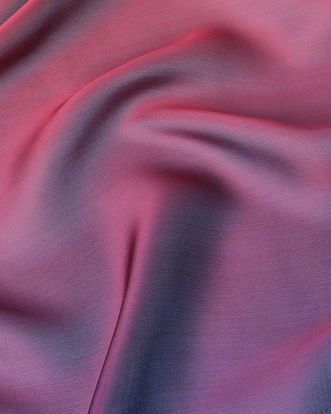 اللون الوردي القرميدي إلى الأزرق الداكن قماش الشيفون الحريري الخالص الفاخر بتصميم متدرج - D13401