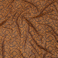 Mocha brown silk chiffon fabric with mustard print in floral design-D12921