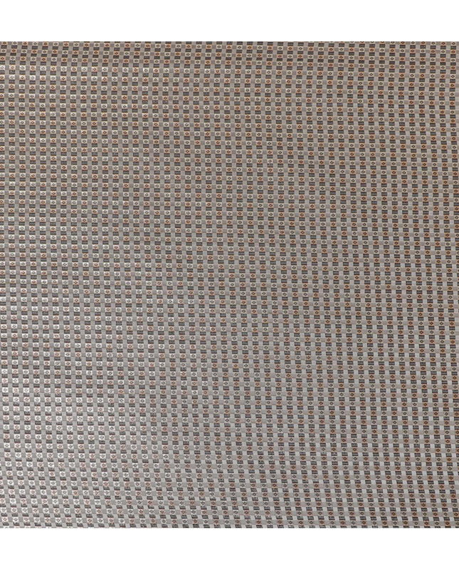 Black premium pure French (Fransawi) silk chiffon fabric with grey viscose having golden silver and copper brown metallic lurex in abstract design-D13850