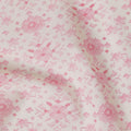 Off white cotton voile fabric with baby pink print in floral design-D15062