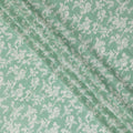 Mint green cotton voile fabric with beige and off white print in floral design-D14839