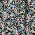 Black cotton lawn fabric with multicolor print in floral design-D15223