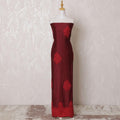 Maroon blended cotton lawn fabric with red embroidery having pearl work in floral design-D15089