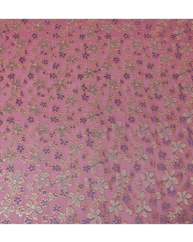 قماش من الشيفون الحريري النقي المتغير الفاخر باللون العنابي مع الفيسكوز الأرجواني مع اللوريكس المعدني الذهبي بتصميم الأزهار -D14649