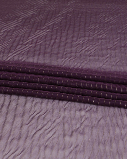 قماش شيفون من الحرير الخالص مع لوريكس معدني ذهبي بتصميم مخطط -D8595