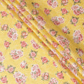 Cyber yellow uragiri cotton voile fabric with same tone jacquard having multicolor print in floral design-D10050