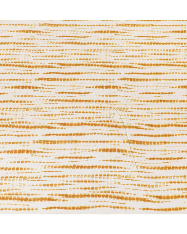 Beige cotton lawn fabric with mustard red print in fancy design-D14245