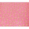 Hot pink uragiri cotton voile fabric with same tone jacquard having mustard yellow and black print in floral design-D14318