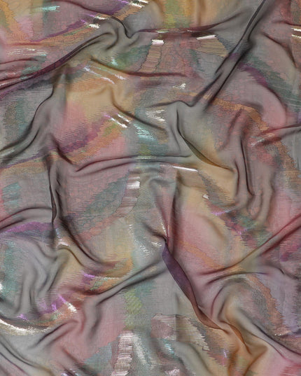 Multicolor premium pure silk chiffon garbasaar with same tone metallic lurex in fancy design-D11586 Regal Fabrics