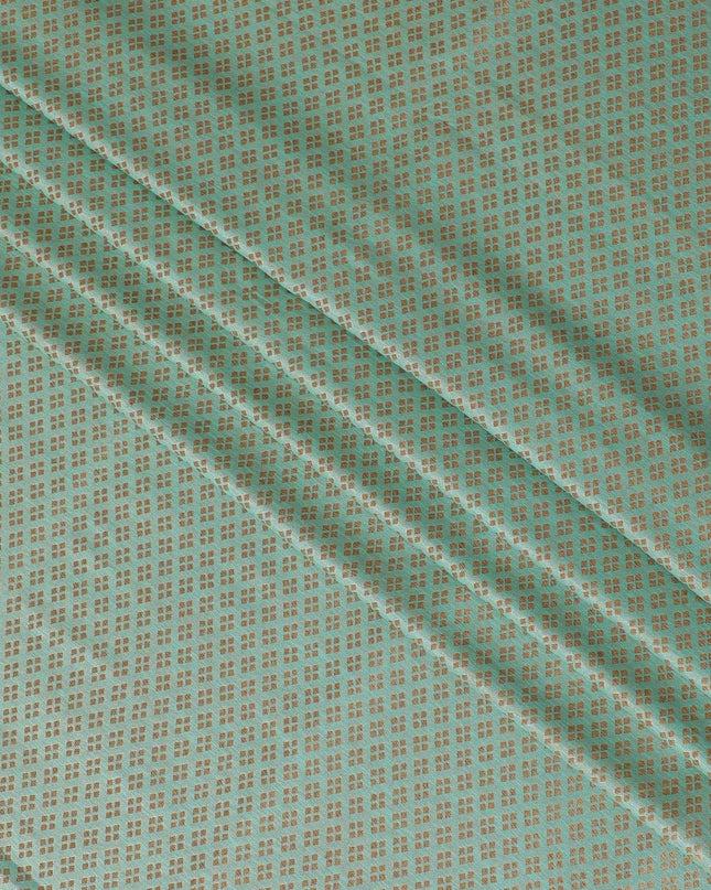 Sage green silk brocade fabric with copper gold metallic lurex in bouquet design-D11312 Regal Fabrics
