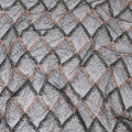 Black nylon tulle fabric with same tone, copper sequins having same tone bead work in geometric design-D13796