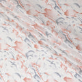 Off white sustainable Tencel fabric with rose brown and cloud grey print in abstract design-D10648