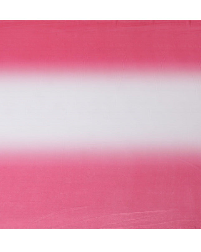 Hot pink, white synthetic chiffon fabric with same tone metallic lurex in ombre design-D14453