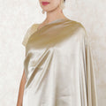 Light olive green plain Premium French lame Saree with silver foil finish-10888