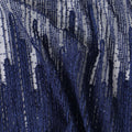 Indigo blue nylon tulle fabric with same tone embroidery in fancy design