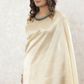 Gold plain Premium French lame Saree with same tone foil finish-D9568