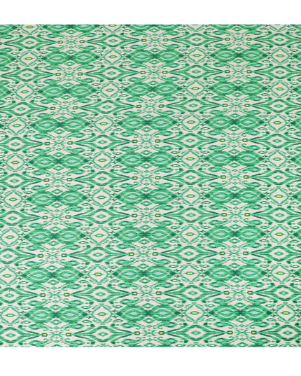 Off white premium Italian viscose fabric with pastel green print in fancy design-D12519