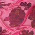 Hot pink Premium pure silk chiffon fabric with multicolor metallic lurex in floral design-D9701 Regal Fabrics