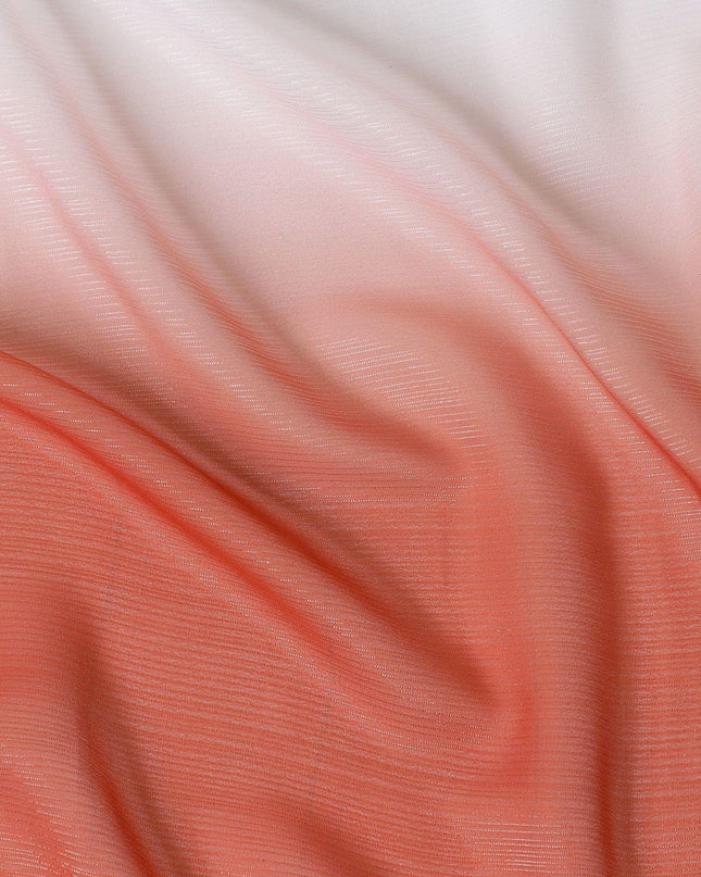 قماش شيفون صناعي باللون البرتقالي المحروق والأبيض مع نفس اللون من اللوريكس المعدني بتصميم متدرج - D14451