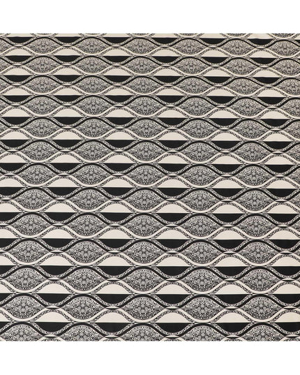 Cream Premium Italian viscose fabric with black print in abstract design-D12362 Regal Fabrics