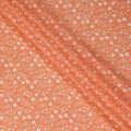 Orange cotton voile fabric with beige print in floral design-D15153