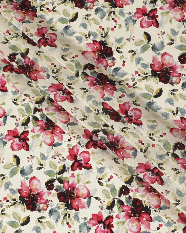 Cream viscose fabric with multicolor print in floral design-D12256 Regal Fabrics
