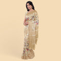 Laguna yellow synthetic chanderi silk saree with gold lurex & prints in floral design. Blouse piece in same colour-D12738