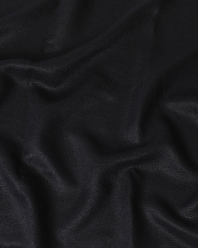 Black Plain Premium Italian blended linen wool suiting fabric-D14690