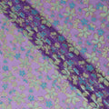 Purple Premium pure changent silk chiffon fabric with sky blue, sage green viscose having gold metallic lurex in floral design-D14648