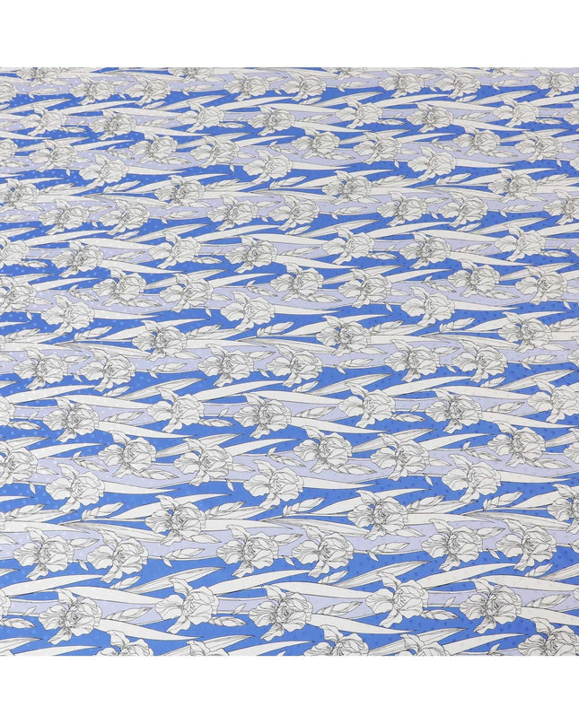 قماش ساتان حريري إيطالي خالص فاخر باللون الرمادي اللؤلؤي مع جاكار بنفس اللون مع طباعة متعددة الألوان ولوريكس معدني ذهبي بتصميم زهور-14306