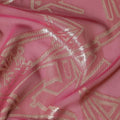 قماش شيفون من الحرير الخالص الفاخر باللون الوردي الكرزي مع لوريكس معدني ذهبي بتصميم تجريدي -D13843