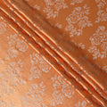 قماش شيفون حريري نقي ممتاز بلون برتقالي السلمون بتصميم زهور-D13104
