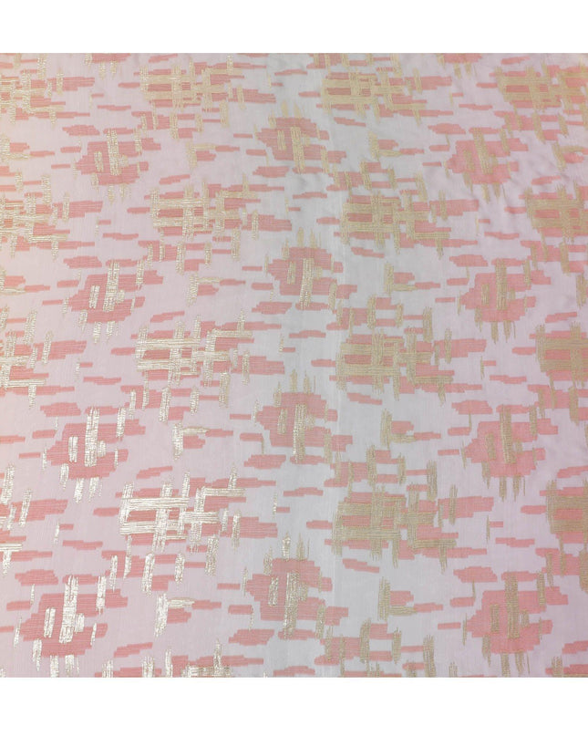 قماش شيفون حريري فرنسي (فرنساوي) فاخر متعدد الألوان مع نفس اللون من الفسكوز والوركس المعدني الذهبي بتصميم تجريدي -D14269