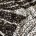 White Premium Italian viscose fabric with pale brown and white print in abstract design-D12359 Regal Fabrics
