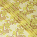 Sunflower yellow Premium Pure French (Fransawi) Silk chiffon fabric with same tone viscose and copper metallic lurex in floral design-D12716