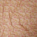 Light brown Premium pure cotton voile fabric with same tone embroidery having multicolor print in Leaf design-D13243