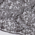 Stone grey guipure lace fabric in floral design-11691