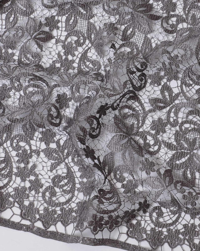 Stone grey guipure lace fabric in floral design-11691 Regal Fabrics