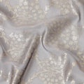 Flint grey premium pure silk chiffon fabric with gold metallic lurex in fancy design-D10151