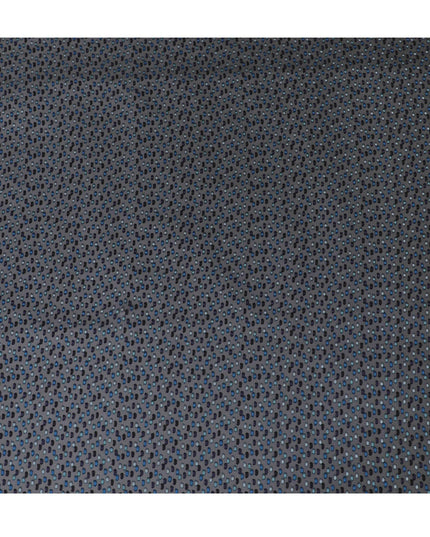 Dark navy blue premium pure French (Fransawi) silk chiffon fabric with teal green, blue and purple viscose in dot design-D14223