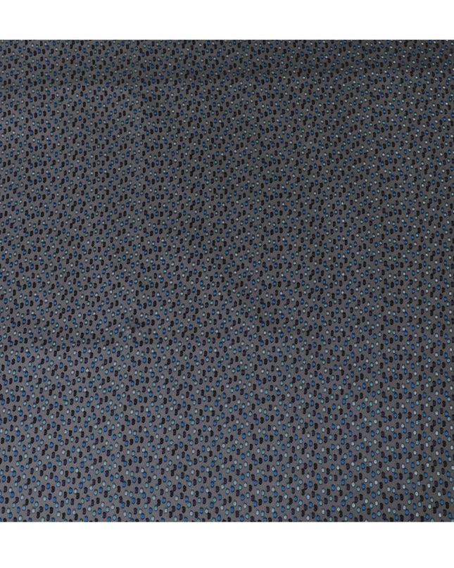 قماش شيفون حريري فرنسي (فرنساوي) فاخر باللون الأزرق الداكن مع فسكوز أخضر مخضر وأزرق وأرجواني بتصميم منقط-D14223